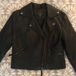 Black Faux Moto Leather Jacket